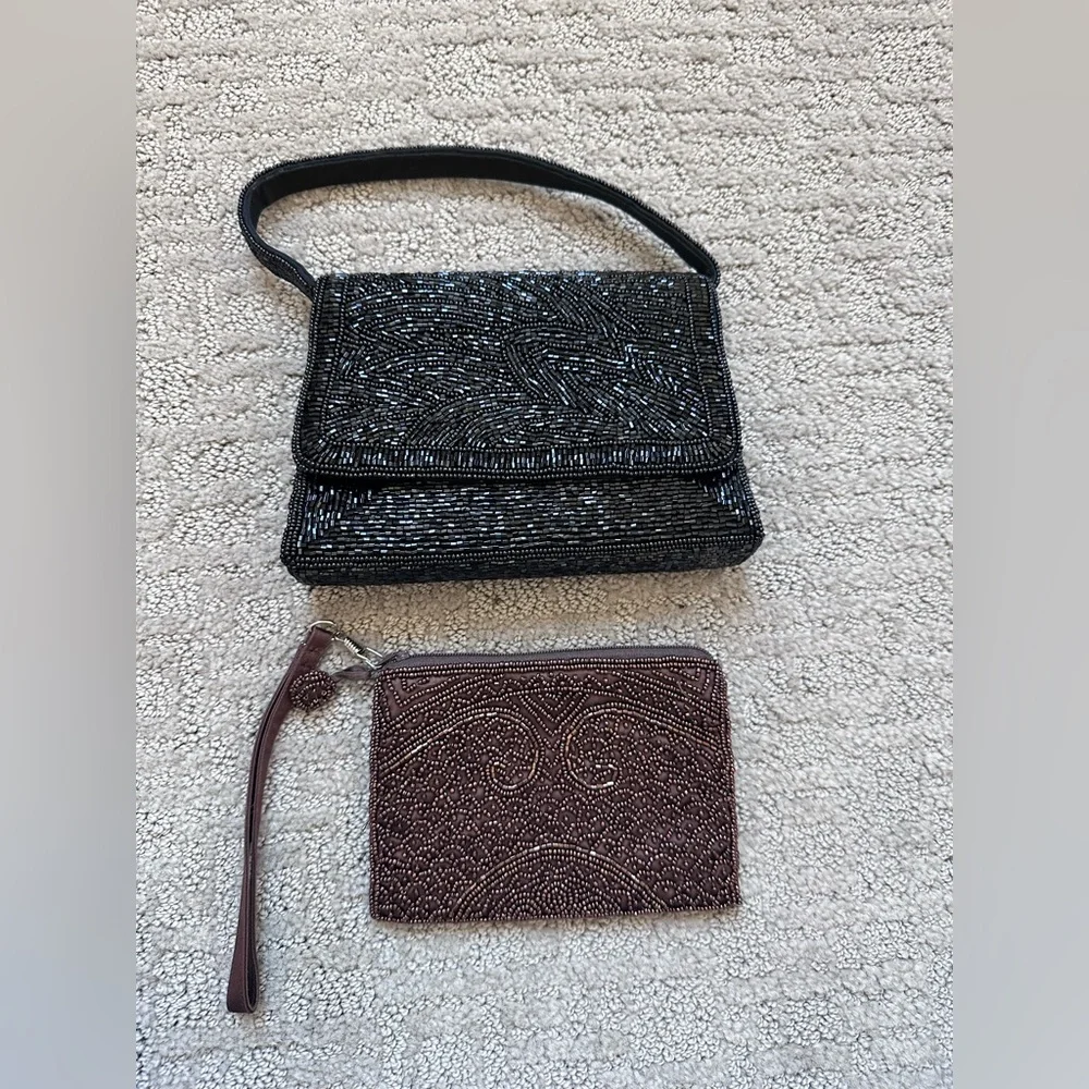 Elegant Beaded Handbag and Wristlet